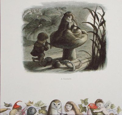 A Serenade ، رسم توضيحي من "In Fairyland: A Series of the Elf-World" بقلم ويليام ألينجهام وأندرو لانج (لون ليثو) بواسطة ريتشارد دويل