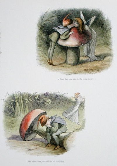 وجدها ، وهذه هي النتيجة ، وهي تهرب وهذه هي حالته ، الرسوم التوضيحية من "In Fairyland: A Series of the Elf-World" لـ William Allingham و Andrew Lang (color litho) بواسطة ريتشارد دويل
