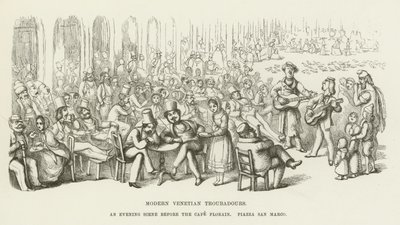 Troubadours البندقية الحديثة ، مشهد مسائي أمام مقهى فلورين ، ساحة سان ماركو بواسطة ريتشارد دويل