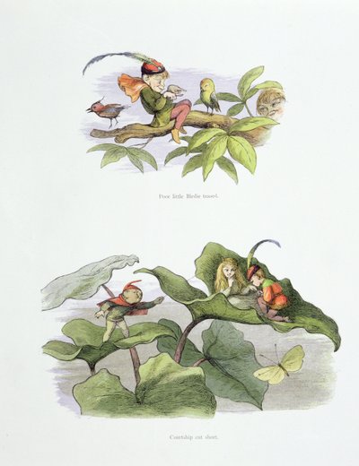 مثار بيردي الصغير المسكين ، وقطع الخطوبة القصيرة ، الرسوم التوضيحية من "في Fairyland: سلسلة من الصور من Elf-World" من تأليف William Allingham و Andrew Lang بواسطة ريتشارد دويل