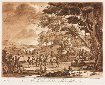 Liber Veritatis: No. 108، Landscape with Satyrs and Nymphs Dance، 1775. بواسطة ريتشارد إيرلوم