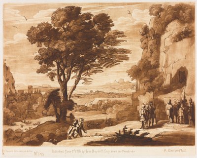 Liber Veritatis: No. 145، A Landscape، with Figures، Simon جلبت قبل بريام ، 1776. بواسطة ريتشارد إيرلوم