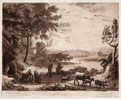 Liber Veritatis: No. 42، A River Landscape with a Shepherd and Shepherdess ...، 1774. بواسطة ريتشارد إيرلوم