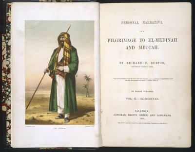صورة وجه لريتشارد ف. بورتون ، "حساب حجتي إلى المدينة المنورة ومكة المكرمة ،" المجلد الثاني ، 1855 بواسطة ريتشارد فرانسيس بيرتون