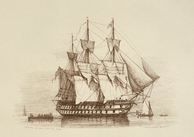 كانوبوس 80 بندقية من الدرجة الأولى من الدرجة الثانية، حوالي عام 1849 (نقش) بواسطة ريتشارد هنري نيبس