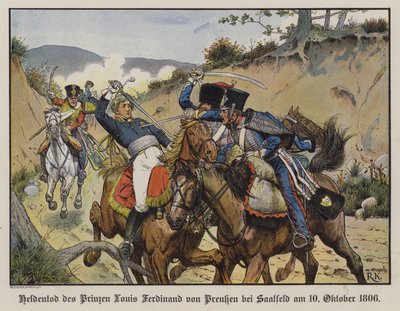 Heroic death of Prince Louis Ferdinand of Prussia at the Battle of Saalfeld بواسطة ريتشارد نوتيل