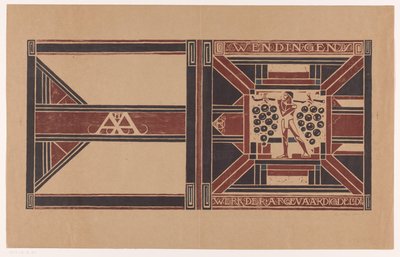 تصميم الغلاف لـ: Wendingen، 1921 عمل الأعضاء المفوضين (العنوان على الكائن) بواسطة ريتشارد نيكولاوس رولاند هولست (توقيع الفنان)