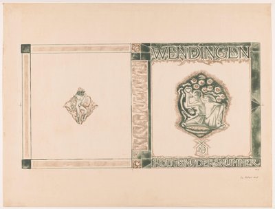 تصميم الغلاف لـ: Wendingen، Wood carvers number، 1919 بواسطة ريتشارد نيكولاوس رولاند هولست (توقيع الفنان)