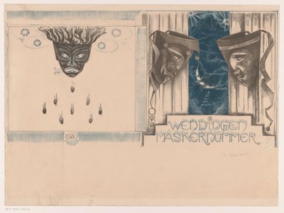 تصميم الغلاف لـ: Wendingen، Mask Issue، 1920 بواسطة ريتشارد نيكولاوس رولاند هولست (توقيع الفنان)