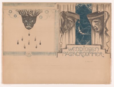 تصميم الغلاف لـ: Wendingen، Mask Issue، 1920 بواسطة ريتشارد نيكولاوس رولاند هولست (توقيع الفنان)