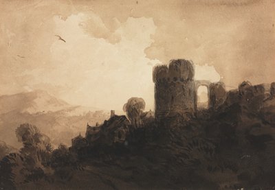 المناظر الطبيعية مع القلعة الخراب بواسطة Richard Parkes Bonington