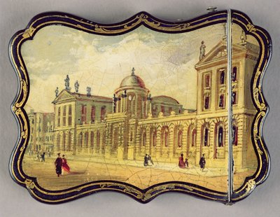 حافظة بطاقات من العصر الفيكتوري ، مع مشهد لكلية Queen&39;s College ، وأكسفورد ، وشارع High Street (الورق المعجن) بواسطة Richard Phene and Benjamin W. Spiers