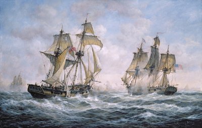 العمل بين دبور Sloop-of-War الأمريكي وعميد جوقة الحرب Frolic ، 1812 بواسطة ريتشارد ويليس
