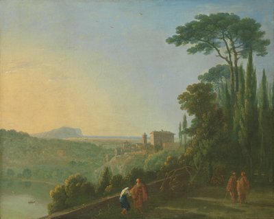 بحيرة نيمي وجينزانو من شرفة دير كابوتشين ، كاليفورنيا. 1756-57. بواسطة ريتشارد ويلسون