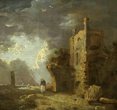 البرج المدمر مع الشكل، 1770-1779 تقريبًا (زيت على قماش) بواسطة ريتشارد ويلسون
