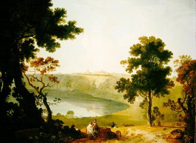 منظر لقلعة غاندولفو وبحيرة ألبانو ، حوالي 1754 (زيت على قماش) بواسطة ريتشارد ويلسون