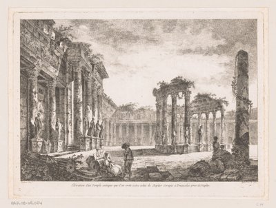 Gezicht op de Tempel van Jupiter Serapis يُعتقد أن ارتفاع معبد قديم يُعتقد أنه معبد جوبيتر سيرابيس في بوزولي بالقرب من نابولي (العنوان على الشيء) بواسطة ريتشارد دي سانت نون