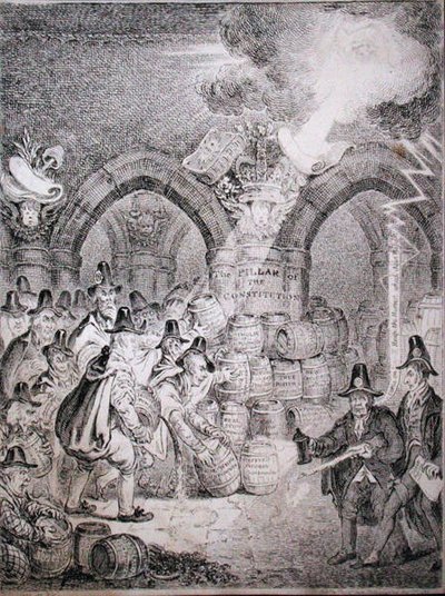 المعارضة تحاول تفجير البرلمان ، نشره توماس ماكلين عام 1835 (حفر) بواسطة روبرت (بعد) سيمور