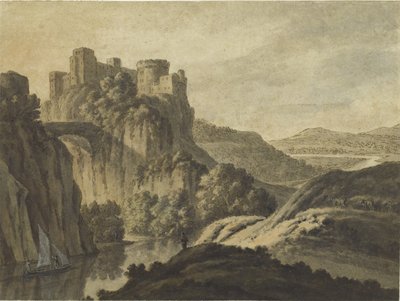 منظر نهر مع قلعة على جرف ، 1780 بواسطة روبرت آدم