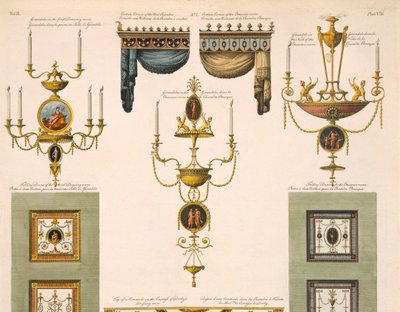 تصميمات كرانيش ستائر وجيراندول وأبواب قابلة للطي ، 1774 مطبوع بتفاصيل 61957 بواسطة روبرت آدم