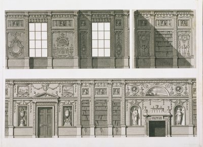 ارتفاع المكتبة في Syon House ، c.1760-69 بواسطة روبرت آدم