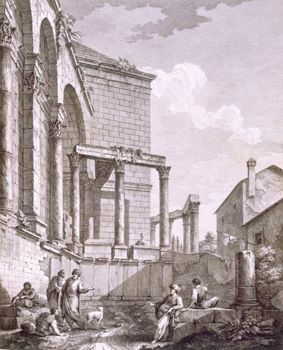 منظر جانبي لمعبد جوبيتر ، حانة. 1764. بواسطة روبرت آدم
