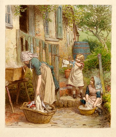 الأم والأطفال يتسكعون في حانة الغسيل. 1854. بواسطة روبرت بارنز