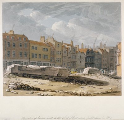بقايا جدار لندن التي هدمت عام 1817 ، مدينة لندن ، 1817 بواسطة روبرت بليميل شنيبيلي