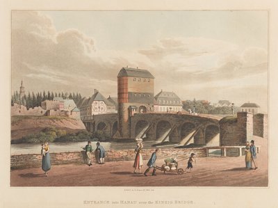 مدخل هاناو فوق جسر كينزيغ ، 1814 (أكواتينت) بواسطة روبرت بوير