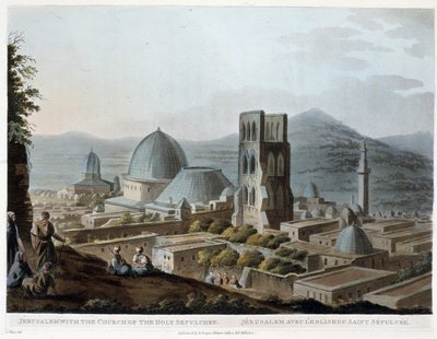 Jerusalem with the Church of the Holy Sepulchre - in “" The Holy Places "”, according to the original drawings by R. Bowyer بواسطة روبرت بوير