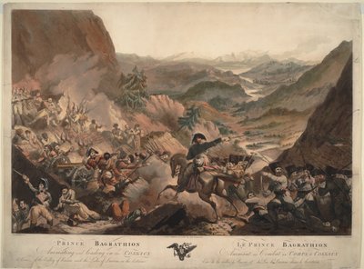 برنس باغراتيون يقود القوزاق للهجوم في جبال الألب ، 1805 بواسطة روبرت كار بورتر