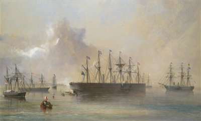 تم تجميع أسطول كابل الأطلسي التلغراف في بيرهافن الساحل الجنوبي الغربي لأيرلندا ... ، 1866. بواسطة روبرت تشارلز دادلي