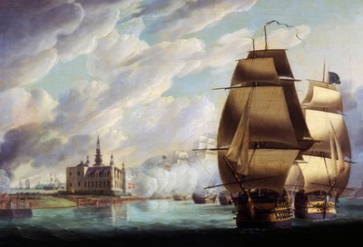 Nelson Forcing Passage of Sound, 30 March 1801, prior to Battle of Copenhagen, by R. Dodd, oil on canvas, 61x91.4 cm, UK بواسطة روبرت دود