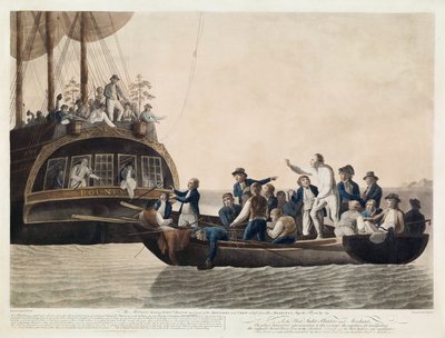 تحول المتمردون الملازم بليغ وجزء من الضباط وطاقم أدريفت ، 29 أبريل 1789 ، حانة. 1790 بواسطة روبرت دود