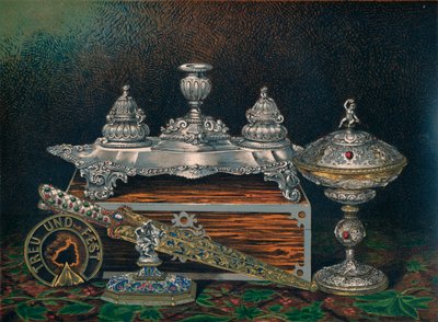 محبرة ، وزن الورق ، سكين صيد أو خنجر ، تازا المغطاة ، وزن الورق ، 1863 بواسطة روبرت دادلي