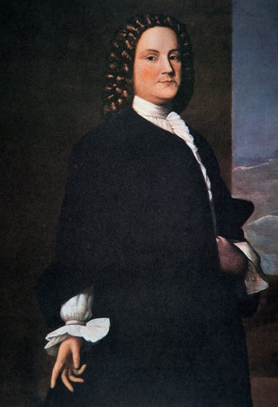 Benjamin Franklin in his early 40s (colour litho) بواسطة روبرت فيكي