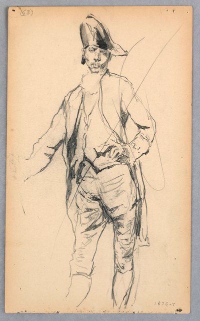رسم، شخصية ذكر واقف في زي من القرن السابع عشر، 1876-1877 بواسطة روبرت فريدريك بلوم
