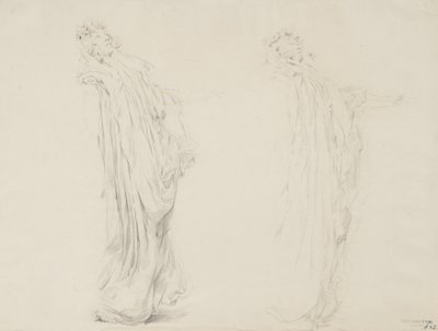 دراسة لشخصيتين لجدار Moods to Music ، 1893-95 (الجرافيت بقلم رصاص أصفر على ورق نسج كريمي) بواسطة روبرت فريدريك بلوم