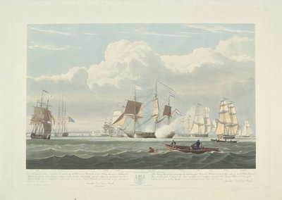 مغادرة اثنتي عشرة سفينة تجارية هولندية من ميناء بورتسموث عام 1833 (اللوحة 3) هذه المجموعة المكونة من ثلاث لوحات تصور المغادرة من ميناء بورتسموث في الثاني من يونيو 1833 من 12 سفينة Nederlandsche Koopvaardy من Embargo. بواسطة جون كريستيان شيتكي