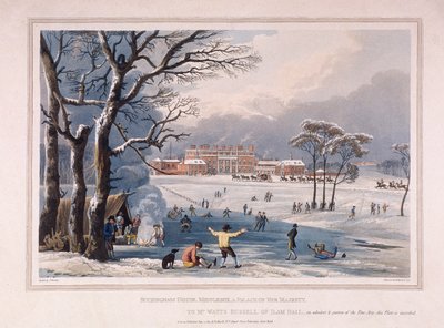 باكنغهام هاوس وسانت جيمس بارك في الشتاء ، لندن ، 1817 بواسطة روبرت هافيل