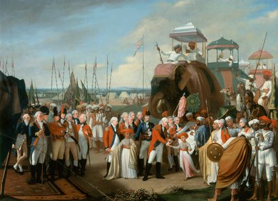 استقبال الأمراء الرهائن في ميسوري اللفتنانت جنرال اللورد كورنواليس (1738-1805) ج 1793 بواسطة روبرت هوم