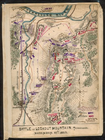 معركة جبل لوكاوت، تينيسي في 24 نوفمبر 1863. LOC gvhs01.vhs00173 بواسطة روبرت نوكس سندين