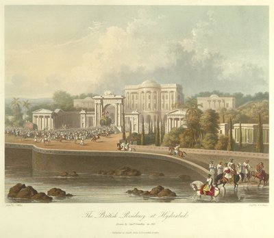 الإقامة البريطانية في حيدر أباد ، رُسمت عام 1813 بواسطة روبرت ميلفيل جريندلاي