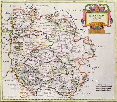 خريطة هيريفوردشاير ، 1695 بواسطة Robert Morden