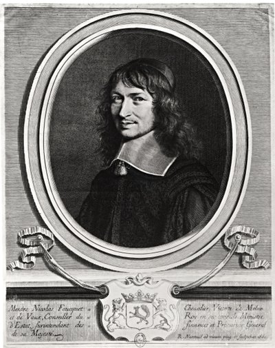 صورة لنيكولاس فوكيه (1615-80) 1662 (نقش) (صورة بالأبيض والأسود) بواسطة روبرت نانتويل