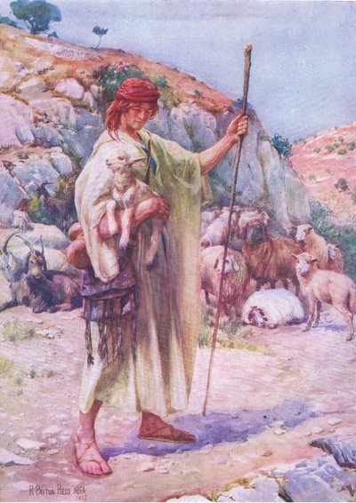 ديفيد الراعي ، من كتاب صور الكتاب المقدس الذي نشره توماس نيلسون ، حوالي 1950 (ليثو) بواسطة روبرت بايتون ريد