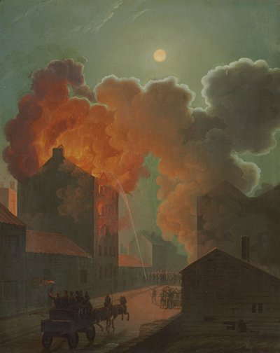 حريق في بوسطن بواسطة Moonlight ، c.1830-1835 بواسطة روبرت سالمون