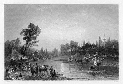 نهر برادة ، فاربار القديم ، دمشق ، سوريا ، 1841. بواسطة روبرت ساندز