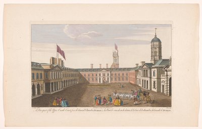 Gezicht op de Upper Castle Yard van Dublin Castle احتمال إنشاء محكمة القلعة العليا ، من قاعة المجلس ، دبلن (العنوان على الكائن) بواسطة روبرت ساير (ربما)