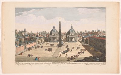 Gezicht op het Piazza del Popolo te Rome منظر للمكان العام ، مزين بالمباني الجديدة ، وإطلالة على مدينة روما ، كما هي في الوقت الحالي (العنوان على الكائن) روما (عنوان المسلسل) بواسطة روبرت ساير